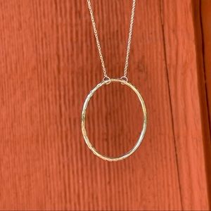 Delicate Minimalist Solid 14k White Gold Eternity Circle Pendant Necklace